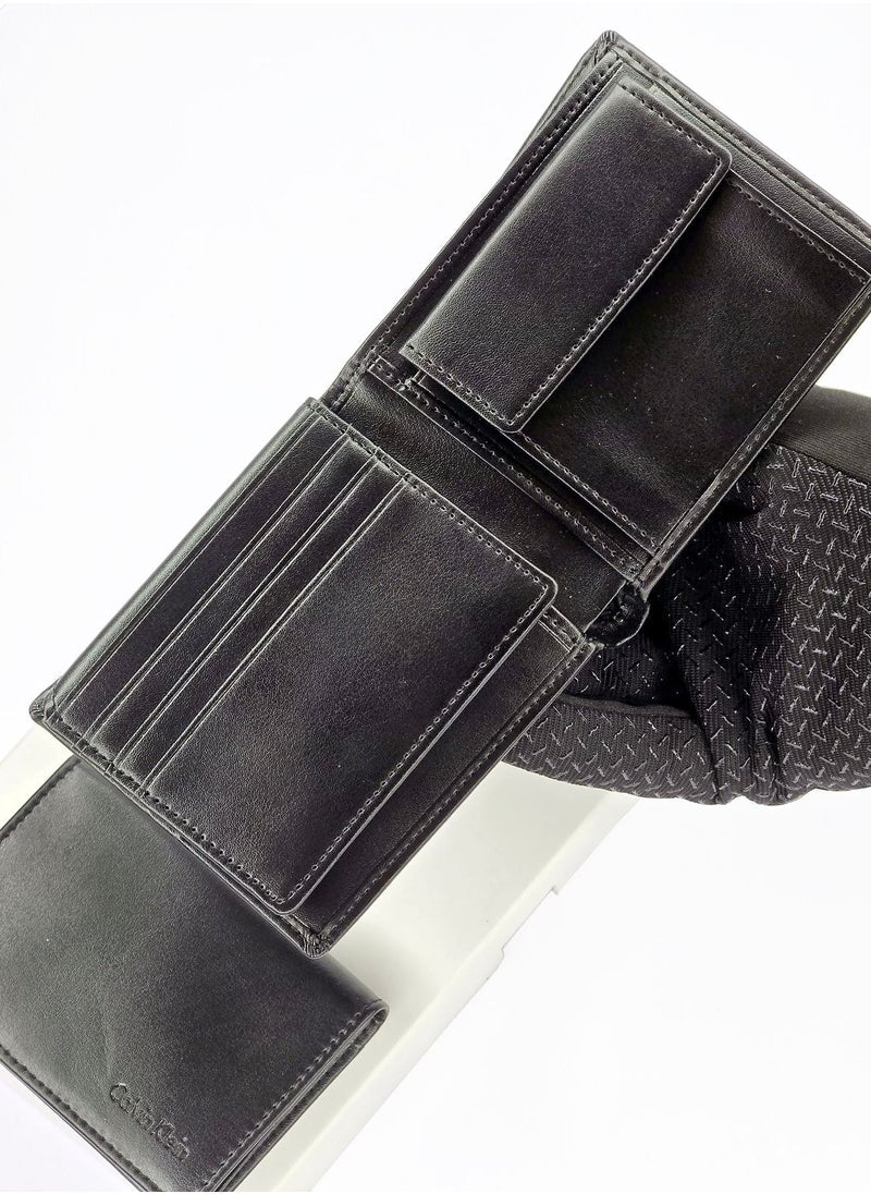 CK Black Leather Wallet-Keychain-Card Holder Set For Men