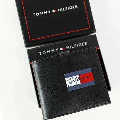 TH Black Leather Wallet For Men