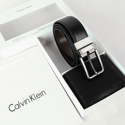 CK Leather Wallet-Belt Set For Men
