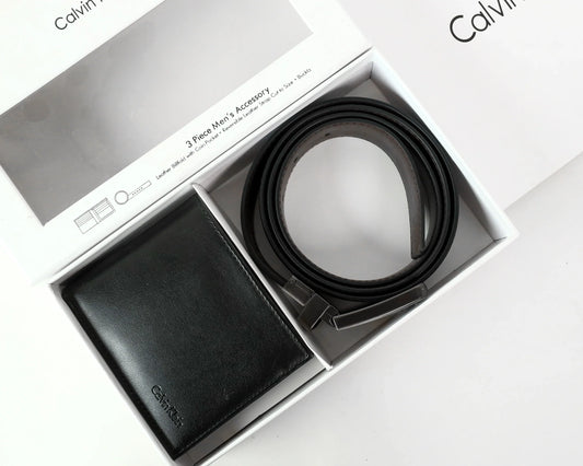CK Leather Wallet-Belt Set For Men