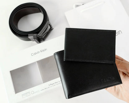 CK Leather Wallet-Belt Set For Men