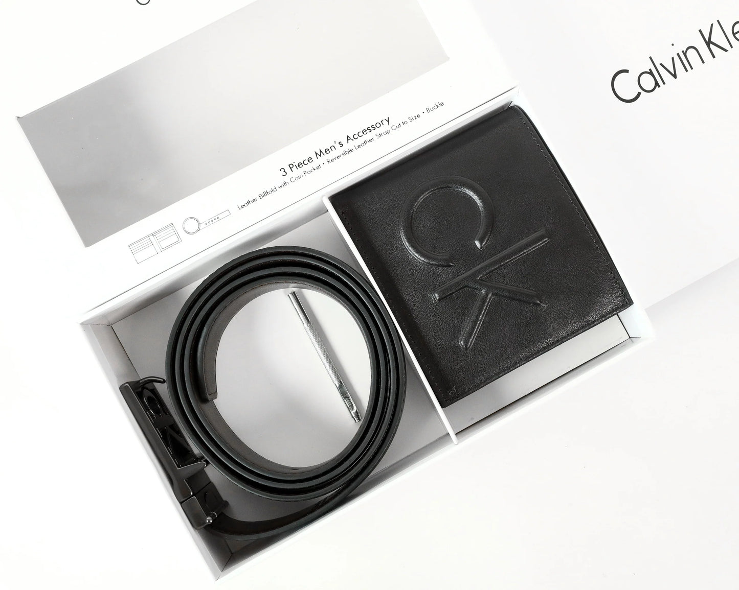 CK Black Leather Wallet-Belt Set For Men