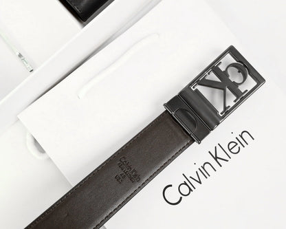 CK Black Leather Wallet-Belt Set For Men