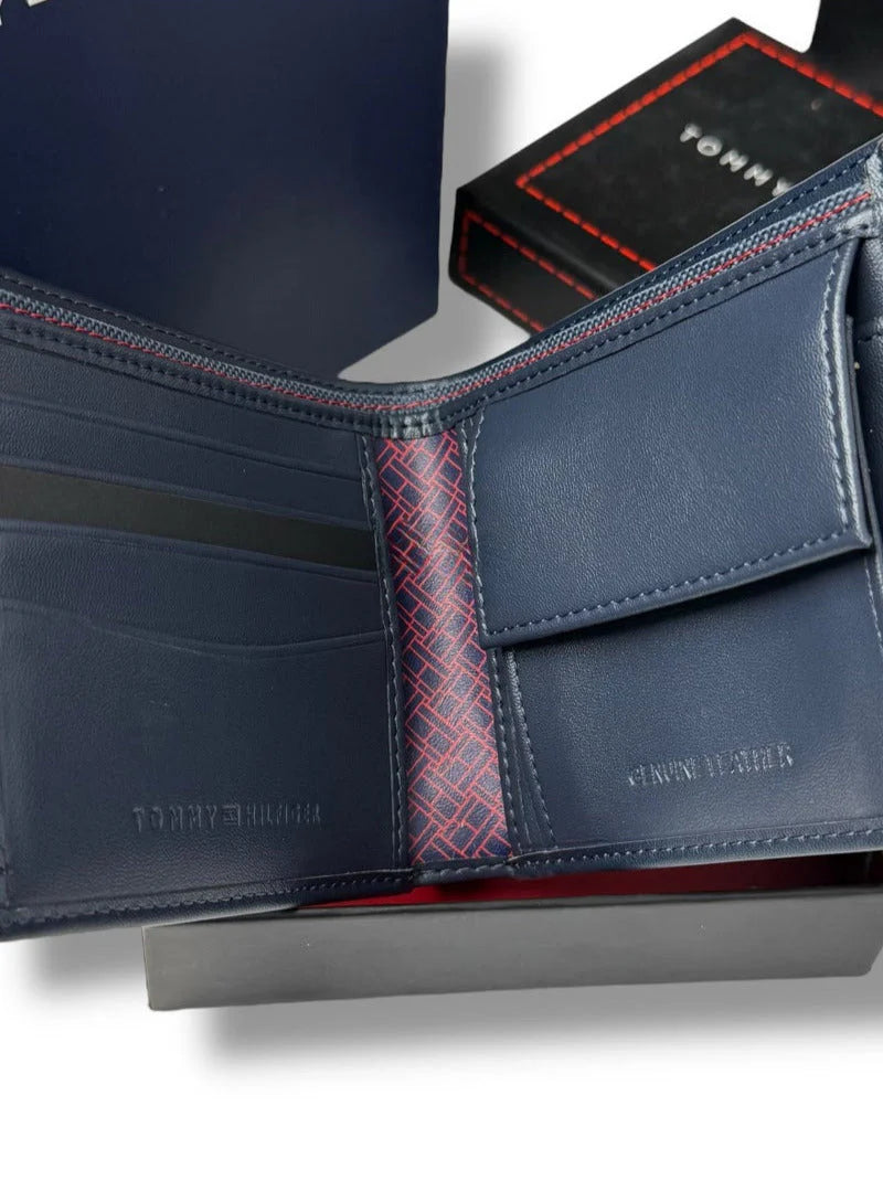 TH Navy Leather Wallet For Men