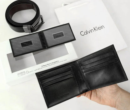 CK Leather Wallet-Belt Set For Men