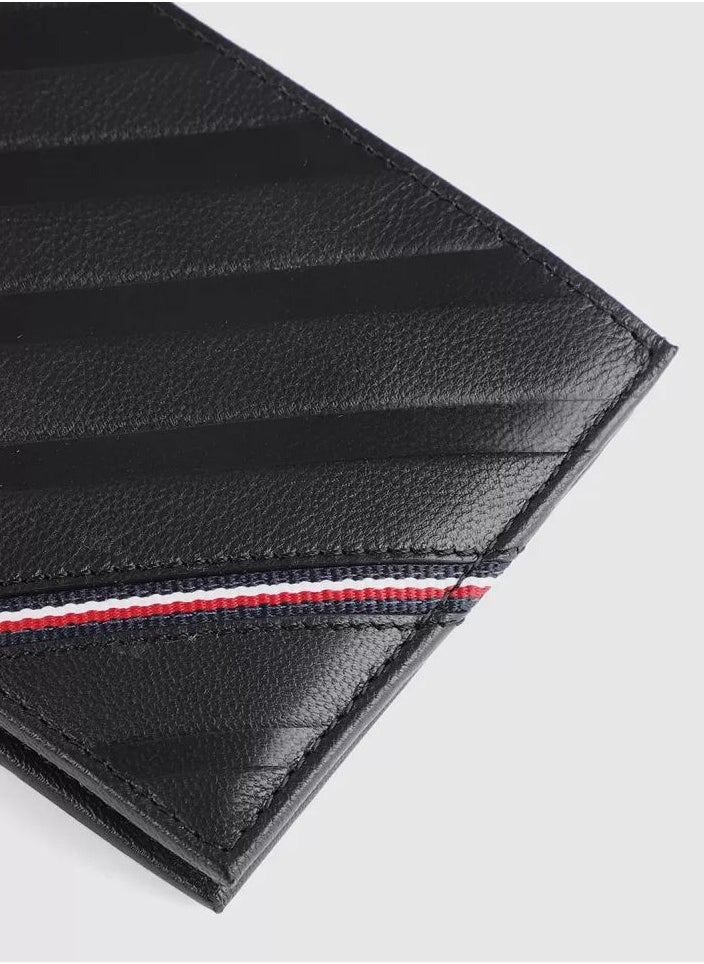 TH Black Leather Wallet For Men