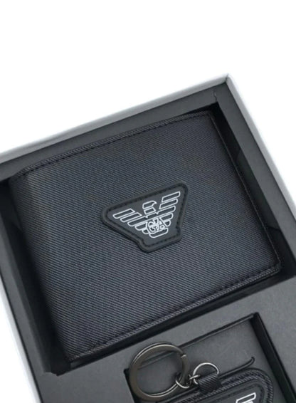 EA Black Wallet-Keychain Set For Men
