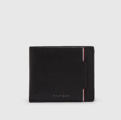 TH Black Leather Wallet With Card Holder For Men