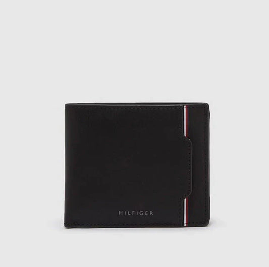 TH Black Leather Wallet With Card Holder For Men