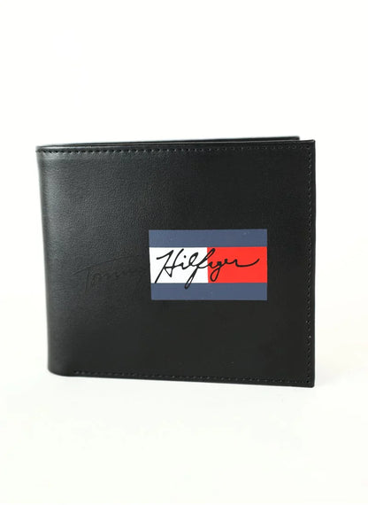 TH Black Leather Wallet For Men