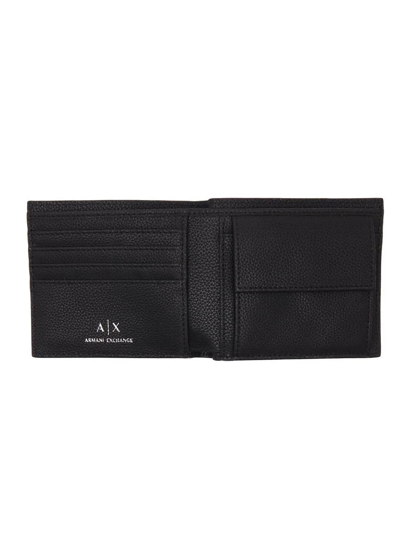 AX Black Leather Wallet & Keychain Set For Men