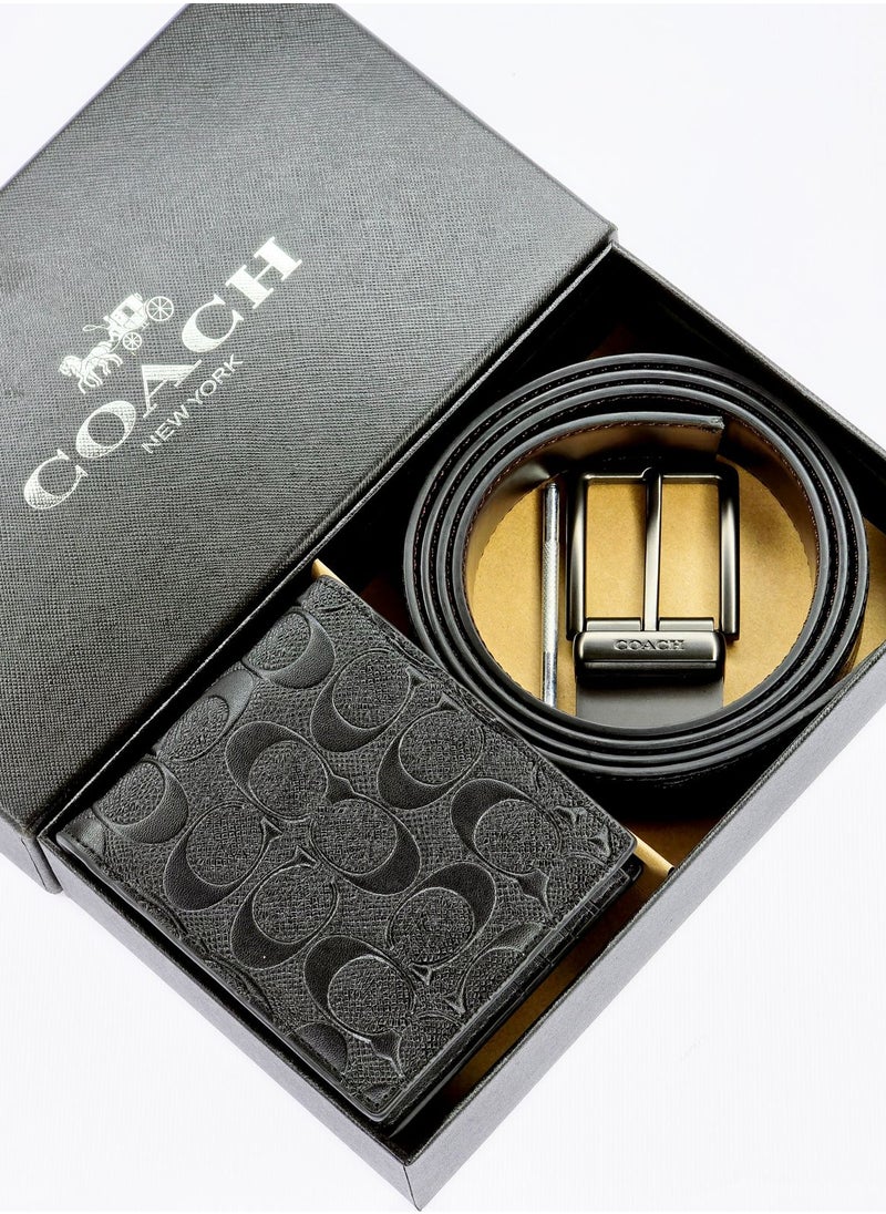 Coach Signature Wallet & Reversible Belt Set For Men