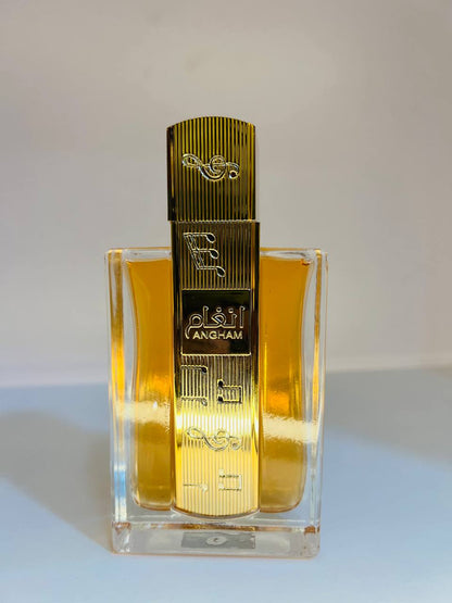 Angham perfume with notes of citrus, lavender, musk, amber, and vanilla; a long-lasting unisex fragrance