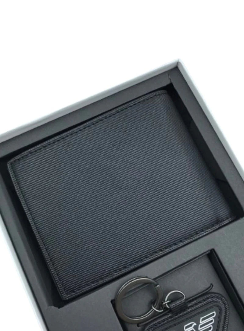 EA Black Wallet-Keychain Set For Men