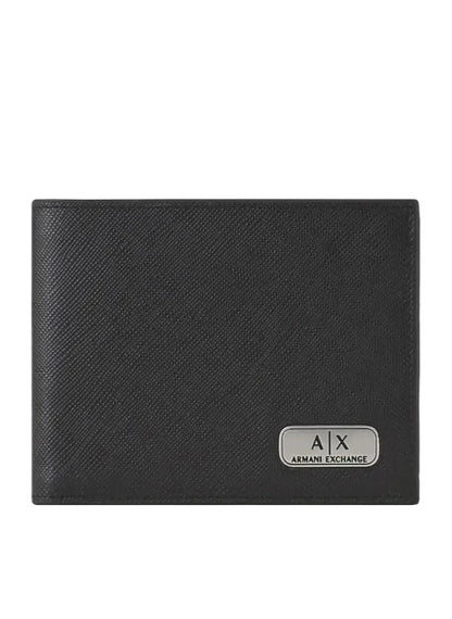 AX Black Leather Wallet & Keychain Set For Men