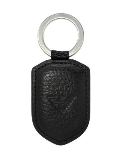 EA Black Leather Wallet & Keychain Set For Men