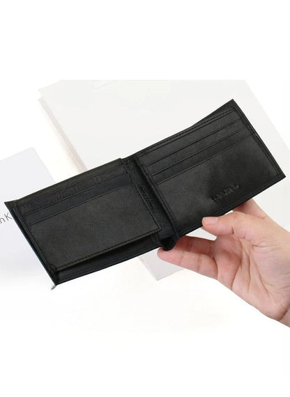 TH Black Leather Wallet-Keychain Set For Men