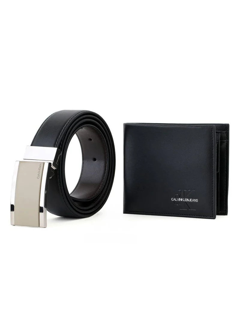 CK Black Leather Wallet-Belt Set For Men
