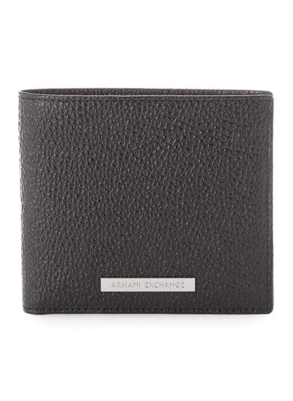 AX Black Leather Wallet & Keychain Set For Men