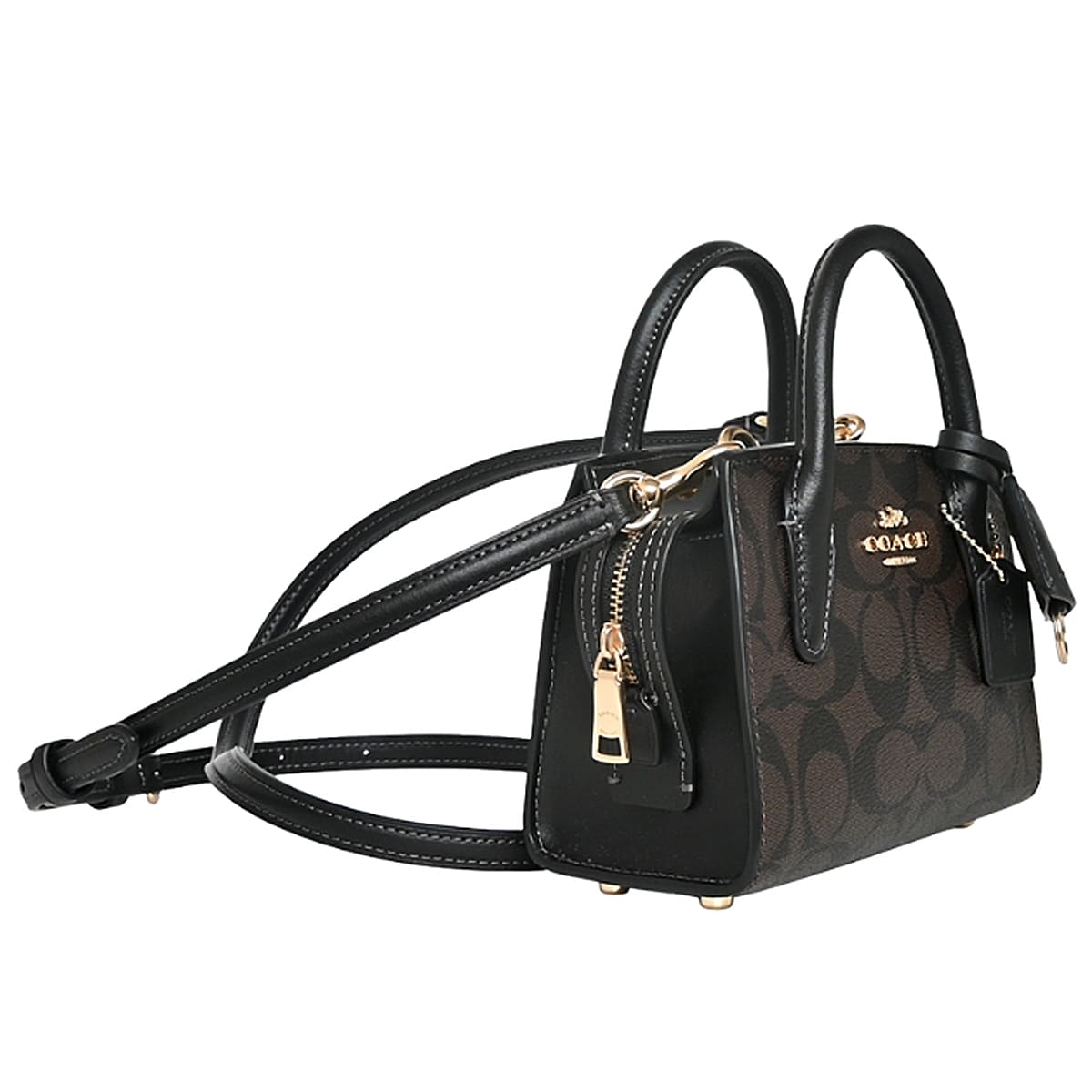 Coach Gold Brown Black Women Handbag Cv974