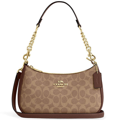 Coach Gold Tan Brown Women Shoulder Bag Cv933