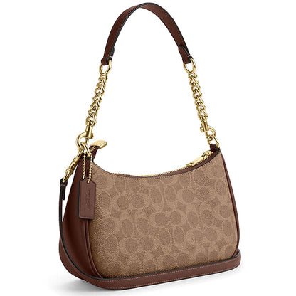 Coach Gold Tan Brown Women Shoulder Bag Cv933