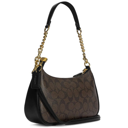 Coach Gold Walnut Black Women Shoulder Bag Cv933