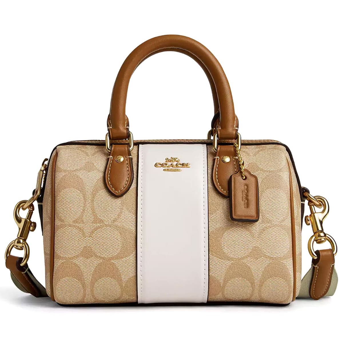 Coach Im Light Khaki Chalk Lt Saddle White Beige Brown Women Handbag Cr243