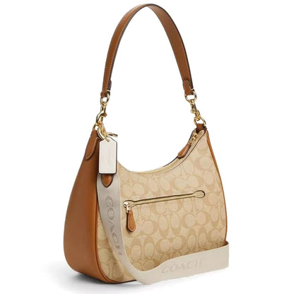Coach Im Light Khaki Chalk Lt Saddle White Beige Brown Women Shoulder Bag Ct257