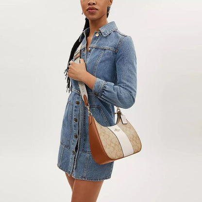 Coach Im Light Khaki Chalk Lt Saddle White Beige Brown Women Shoulder Bag Ct257