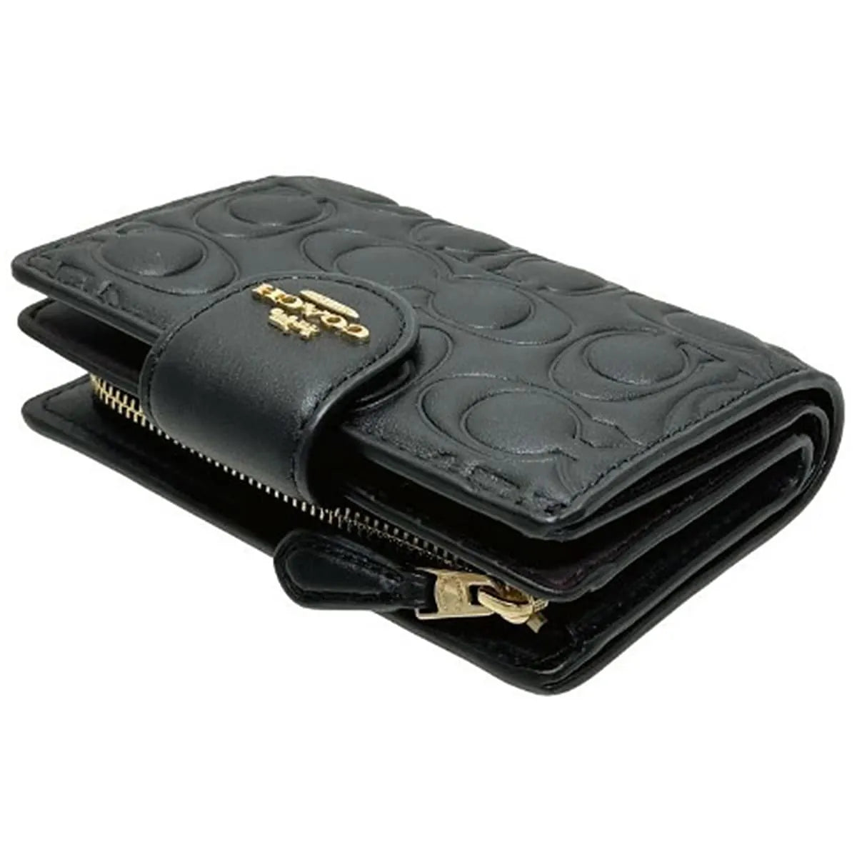 COACH Women’s Signature Embossed Leather Bifold Wallet CZ341
