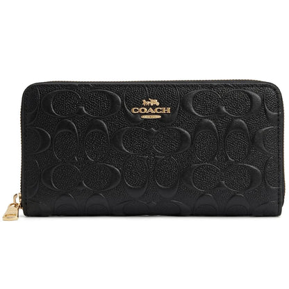 COACH Women’s Black Signature Zip-Around Wallet F53834