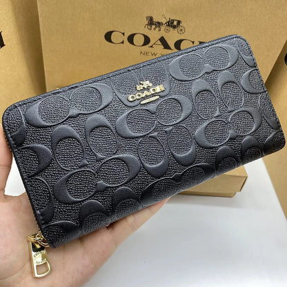 COACH Women’s Black Signature Zip-Around Wallet F53834