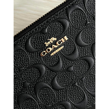 COACH Women’s Black Signature Zip-Around Wallet F53834