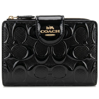 COACH Women’s Signature Patent Leather Medium Corner Zip Wallet CV414