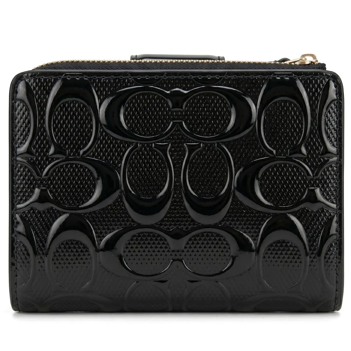 COACH Women’s Signature Patent Leather Medium Corner Zip Wallet CV414