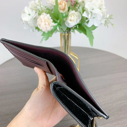COACH Women’s Signature Patent Leather Medium Corner Zip Wallet CV414