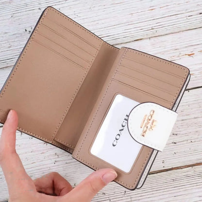 COACH Women’s Signature Canvas Khaki Chalk Medium Bifold Wallet C8741