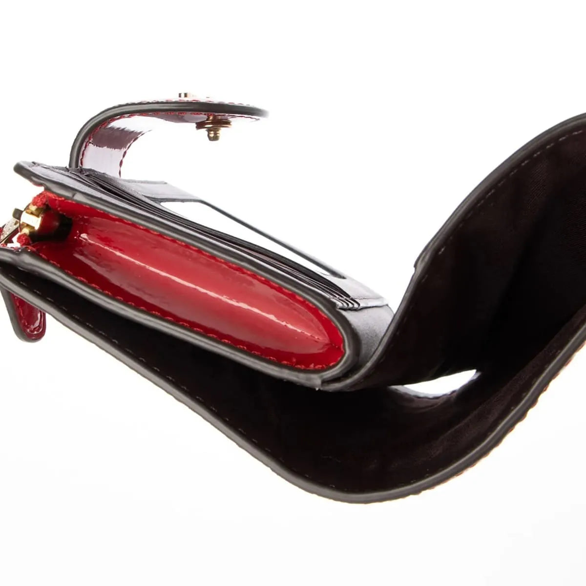 COACH Women’s Red Signature Patent Leather Medium Corner Zip Wallet CV414