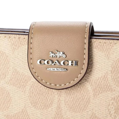 COACH Women’s Signature Canvas Silver Medium Corner Zip Wallet CW786