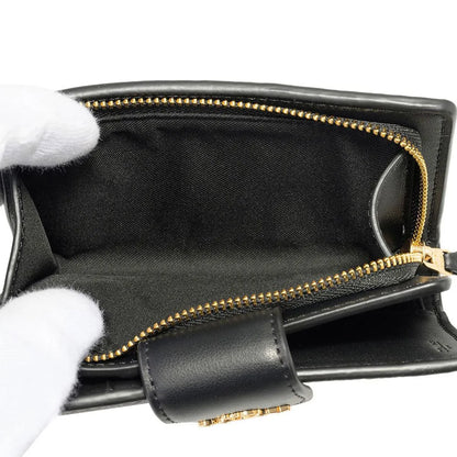 COACH Women’s Signature Canvas Walnut Black Medium Corner Zip Wallet CW786