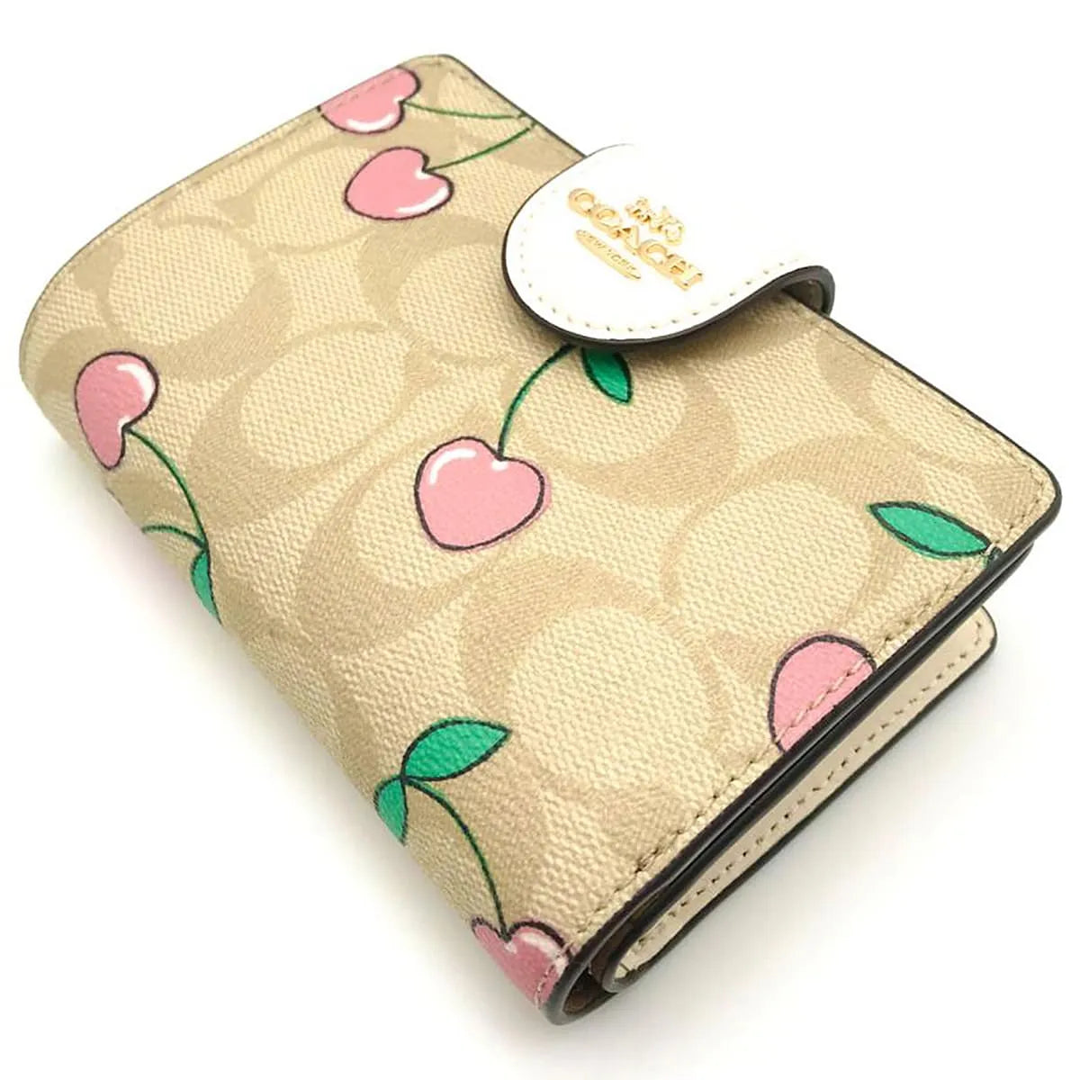COACH Women’s Signature Bifold Wallet with Cherry Print CF401