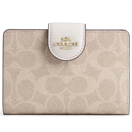 COACH For Women Signature Canvas Medium Corner Zip Wallet CW786