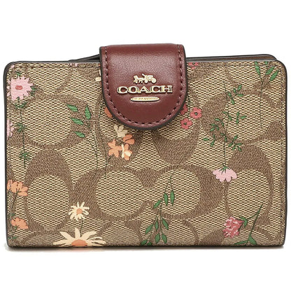 COACH Women’s Signature Floral Medium Corner Zip Wallet C8730