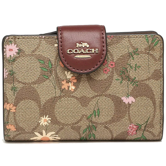 COACH Women’s Signature Floral Medium Corner Zip Wallet C8730