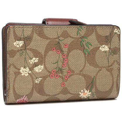 COACH Women’s Signature Floral Medium Corner Zip Wallet C8730