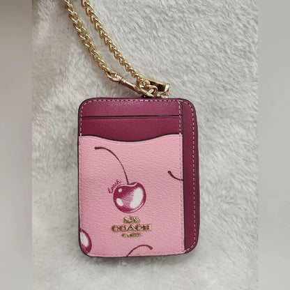 COACH Women’s Signature Cherry Print Zip Card Case CR832