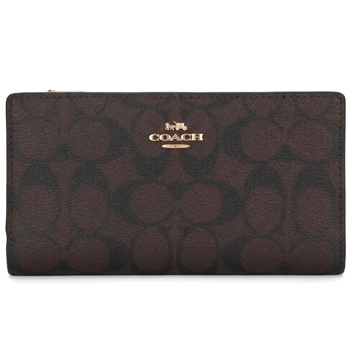 Coach Women’s Slim Signature Canvas Wallet in Dark Brown C8714 IMAA8