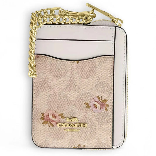 COACH Women’s Signature Floral Zip Card Case CAR25 IMSAS