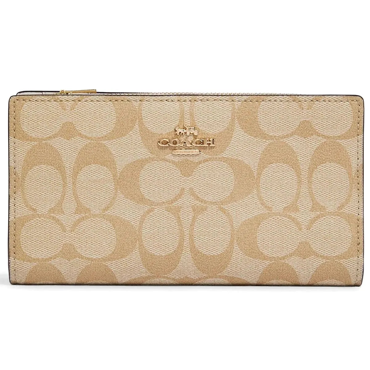 Coach Women’s Slim Signature Canvas Wallet in Light Khaki Chalk C8714